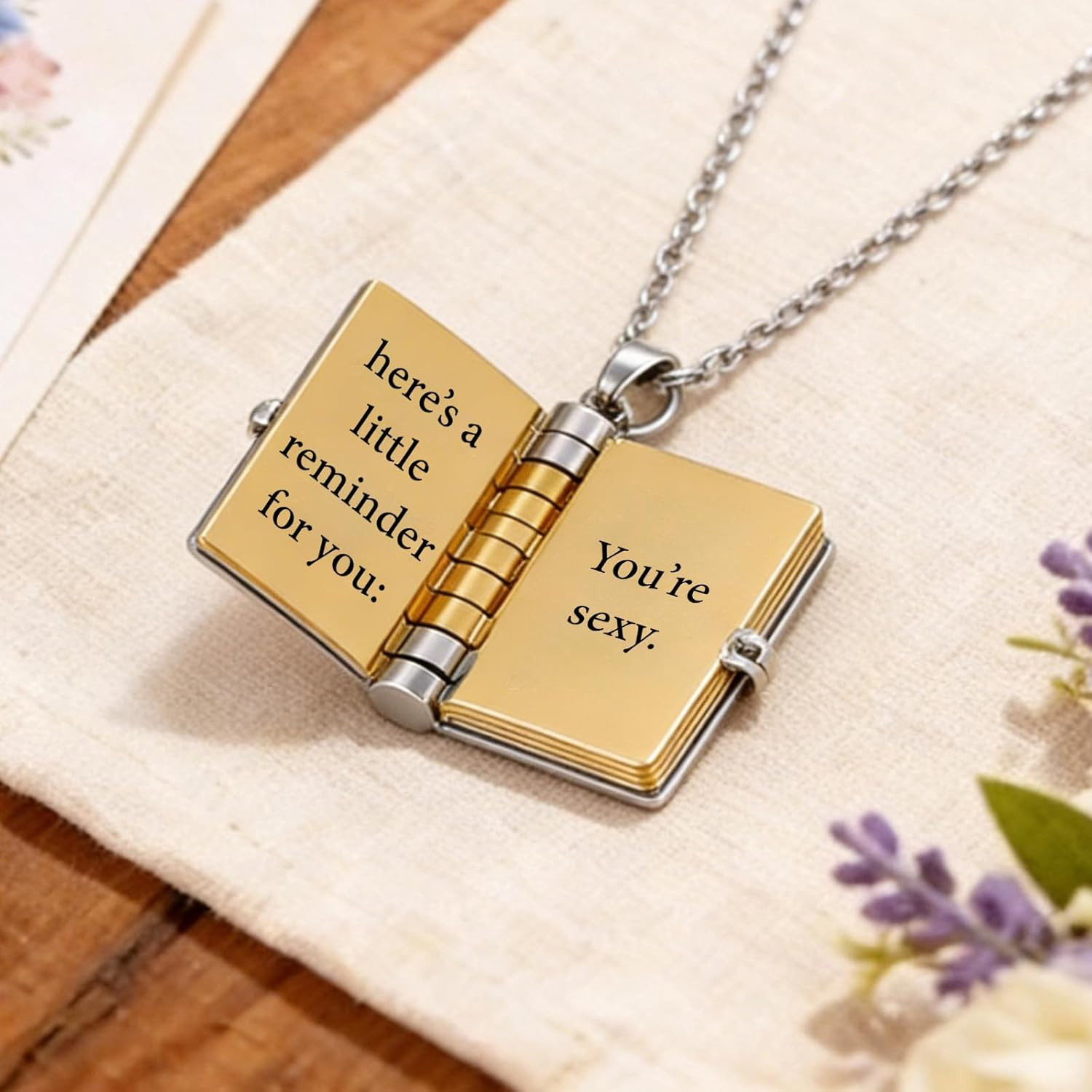 To My Love Book Necklace from Husband, I Love You Love Letter Necklace, Romantic