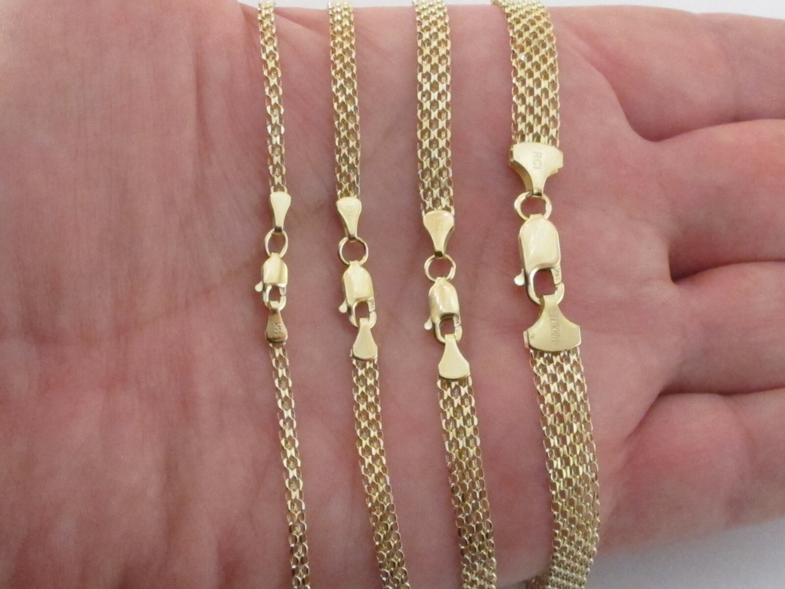 14k Solid Yellow Gold Bismark Chain Necklace 16″, 18″, 20″ – 2.5 mm – 7 mm