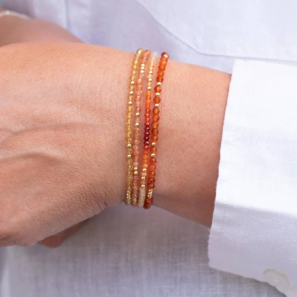 Natural Citrine Yellow Wealth Crystal Beads Dainty Healing Minimalist Bracelet