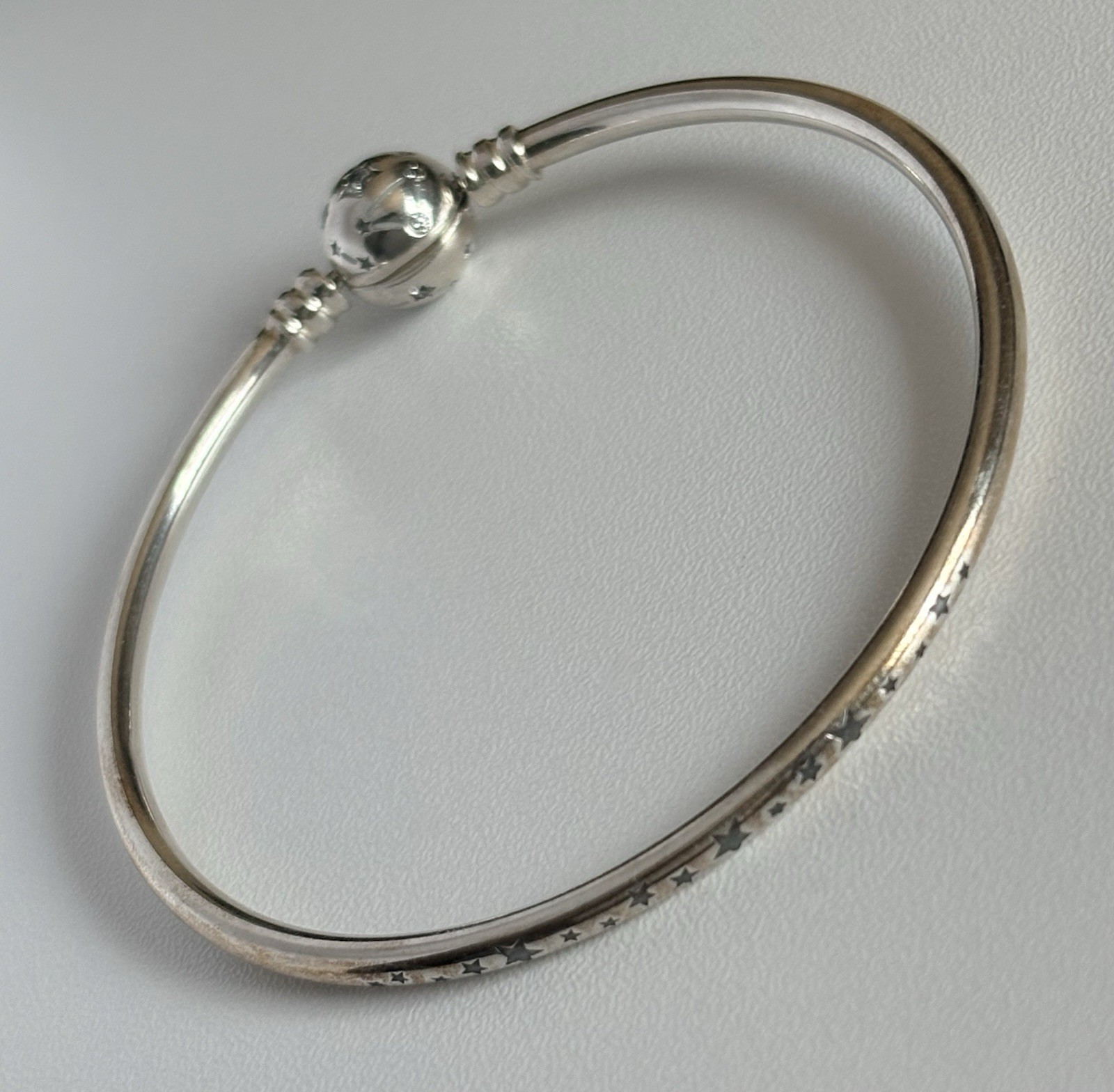 Pandora Moments S925 Stars & Galaxy Bangle Bracelet Sterling Charm Bracelet 7.5”