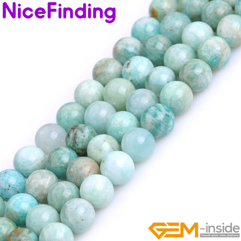 African Blue Amazonite Natural Gemstone Round Loose Beads Jewelry Making 15”
