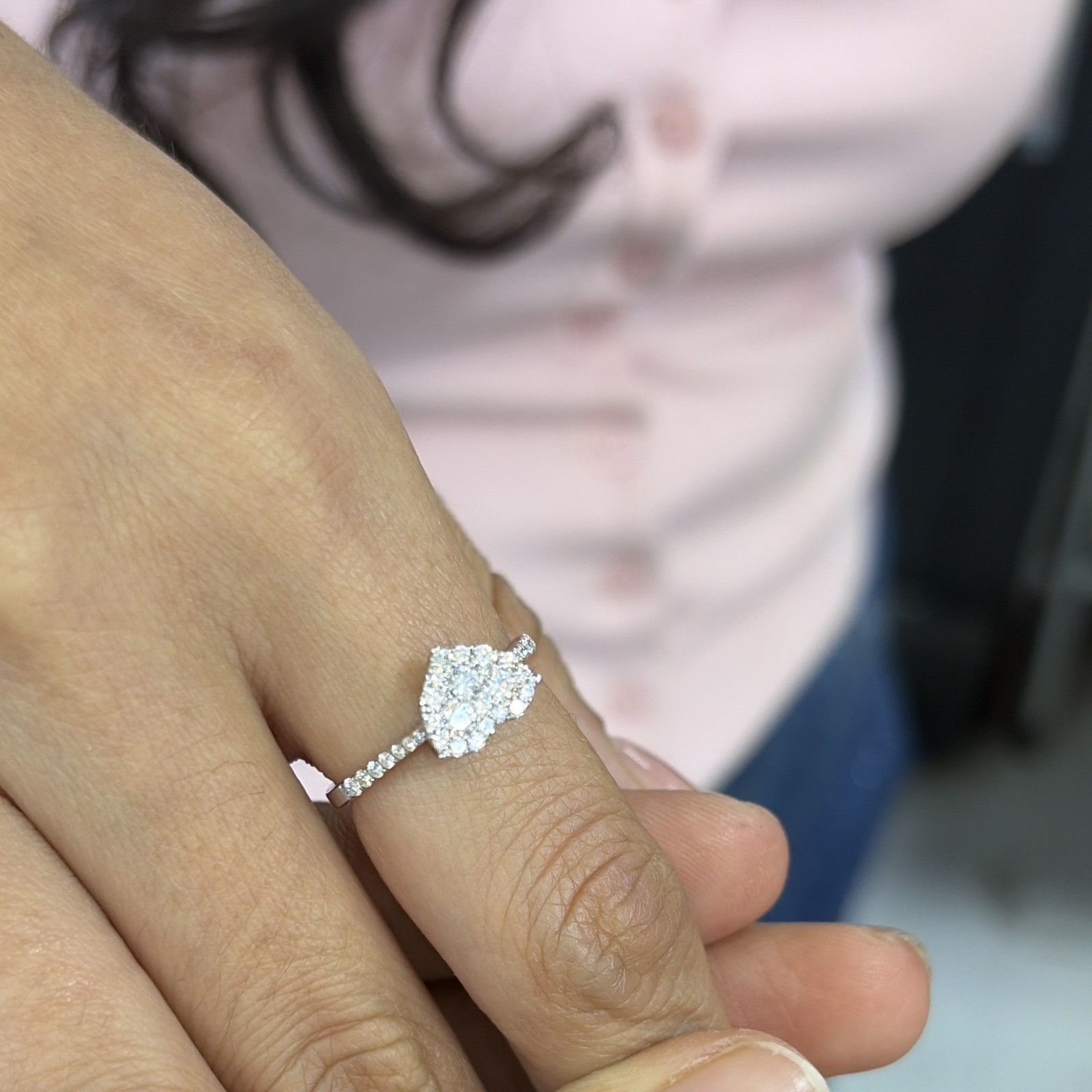 Heart-Shaped White Diamond Pavé Women’s Engagement Ring in White Gold