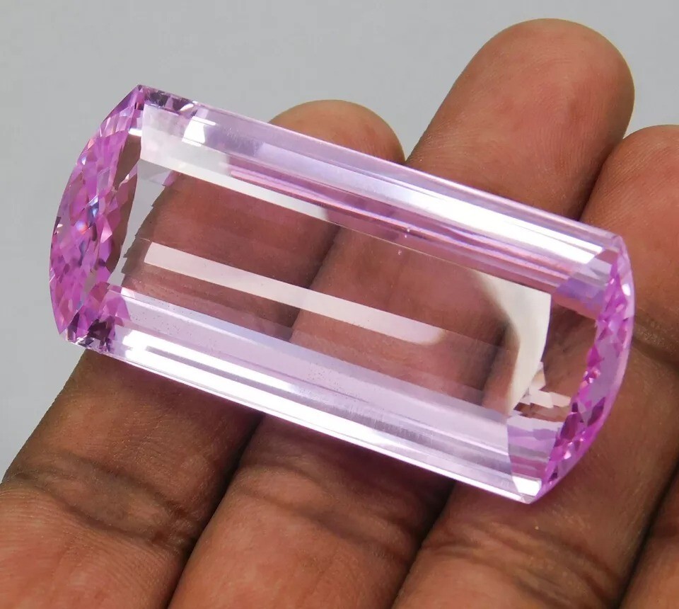 Natural 201.90 Ct Certified Brazilian Pink Kunzite Cushion Cut Loose Gemstone