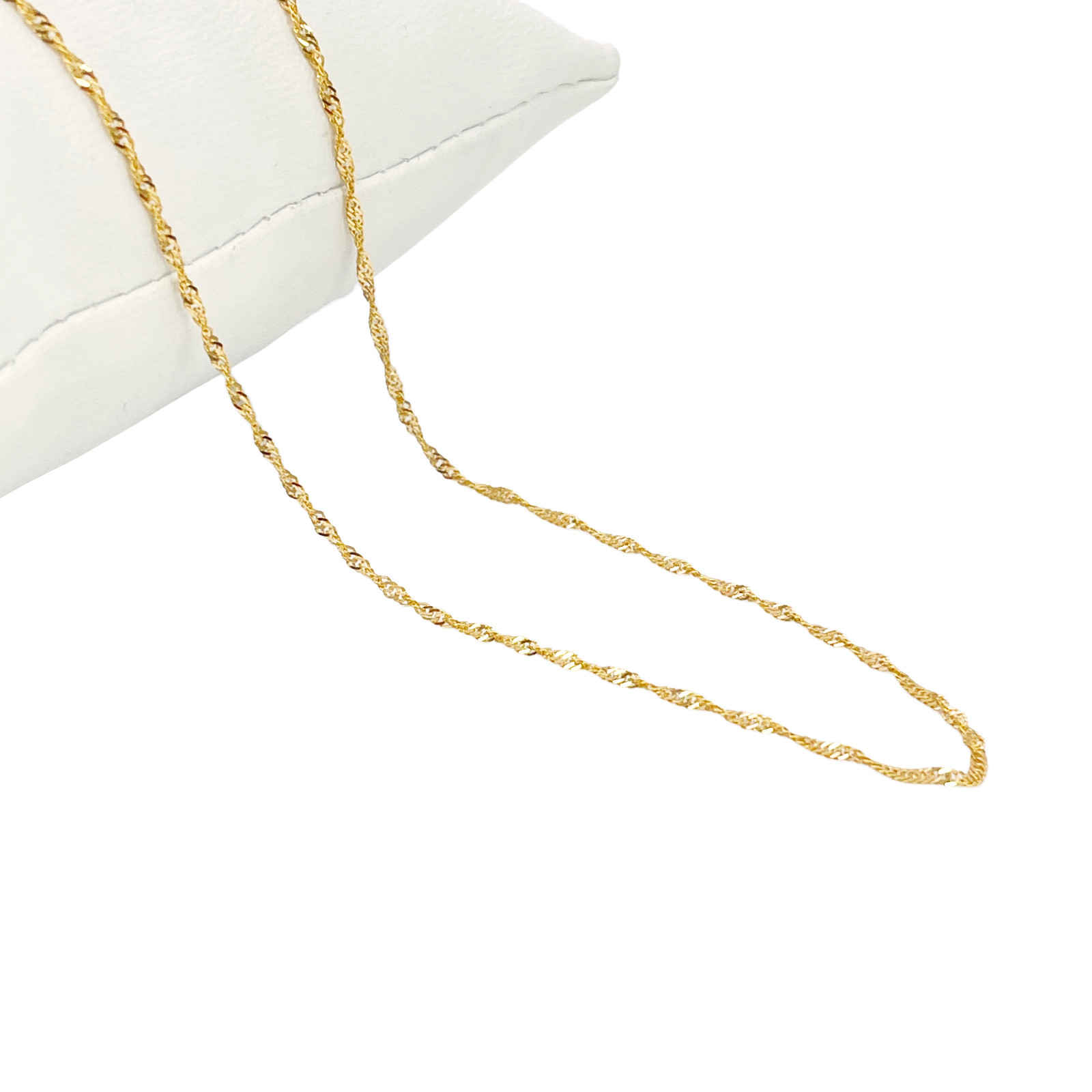 22ct Gold Twisted Chain Lightweight Fancy Ripple Necklace 16 Inches 1mm Width