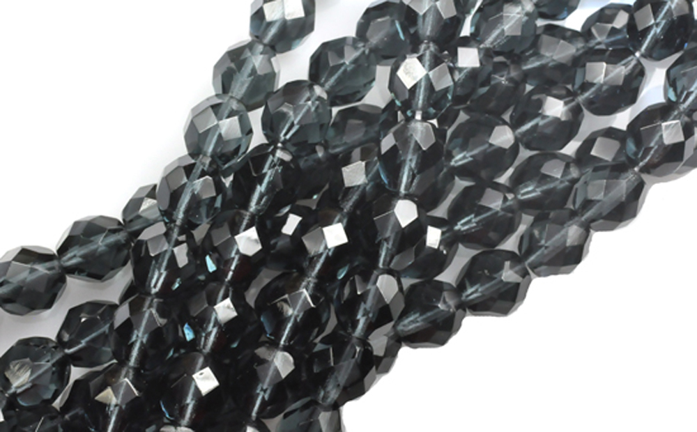 25 Montana Blue Faceted Round Czech Glass Beads 8MM
