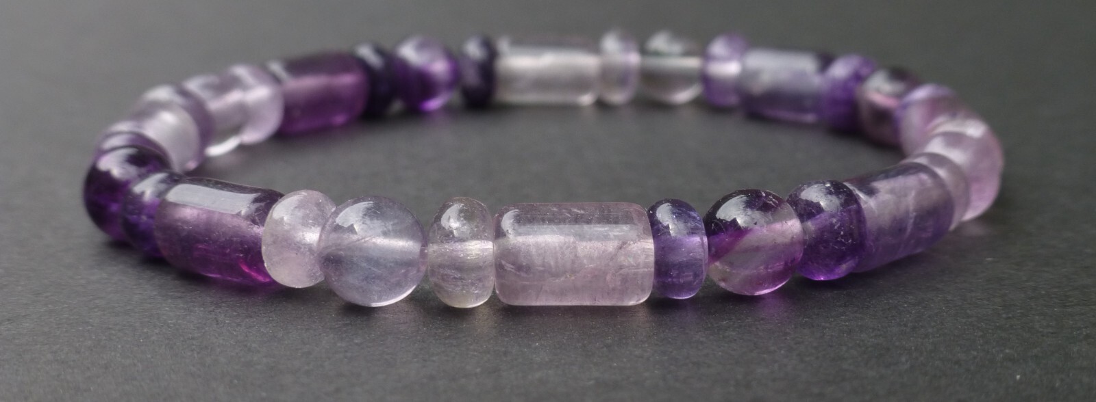 Fluorite Natural Gemstone Bracelet Stretch Cylinder Rondelle Beaded 6mm-6 1/2″