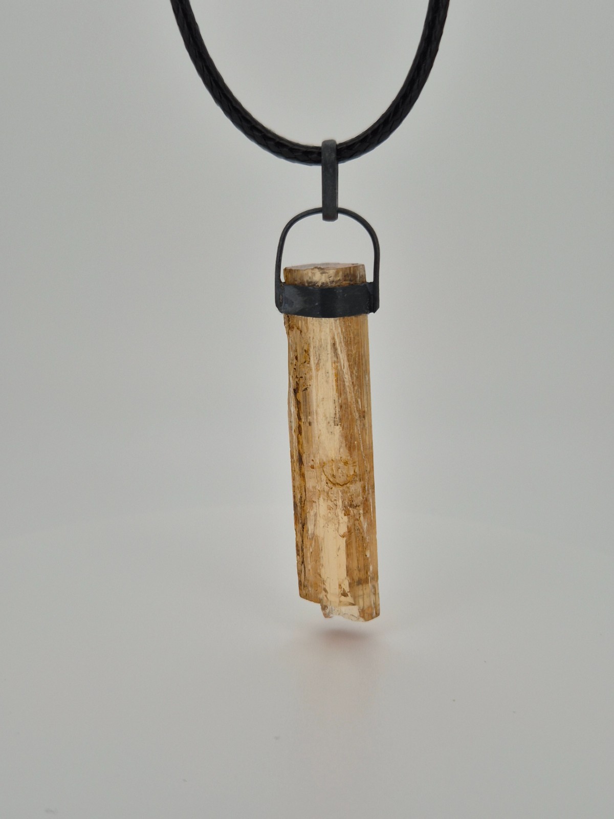 Imperial Topaz Pendant Unisex Unique Shape Black Silver Father’s Day Gift Gem