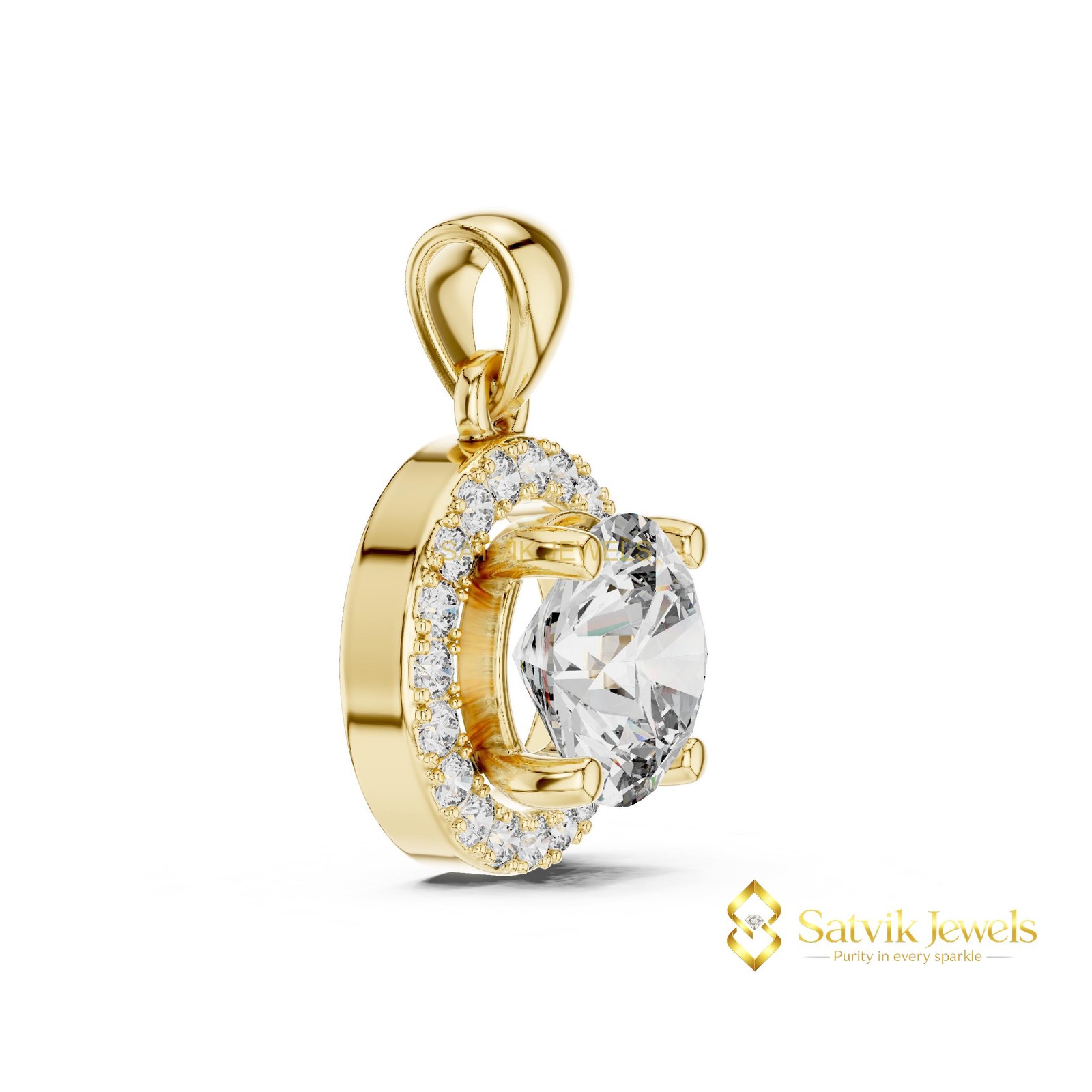 Wedding Lab Grown/CVD VS1 Diamond Classic Women Pendant 10K Gold IGI Round Cut