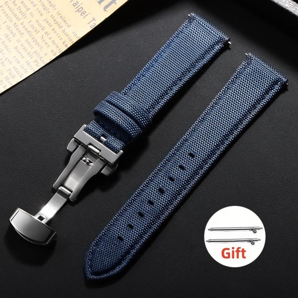 Quick Release Watch Strap 20mm 22mm Waterproof Nylon Strap Butterfly Clasp