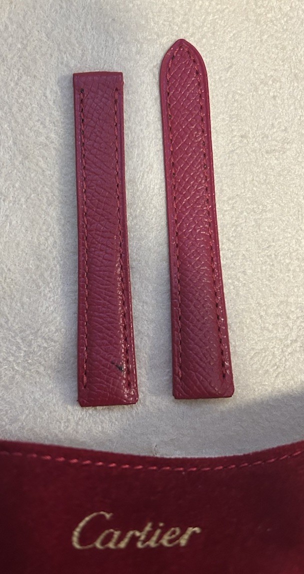 Cartier Leather Red Watch Strap 14.00mm x 12.00mm Unworn 100% Genuine[KD34C416]