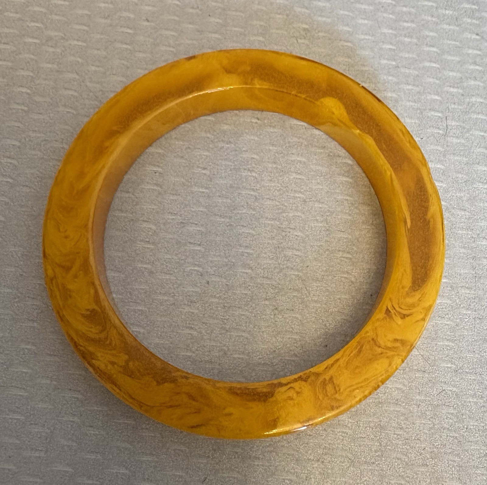 Vintage Egg Yolk Bakelite Bangle Chunky Translucent Marbled Yellow TESTED 40g