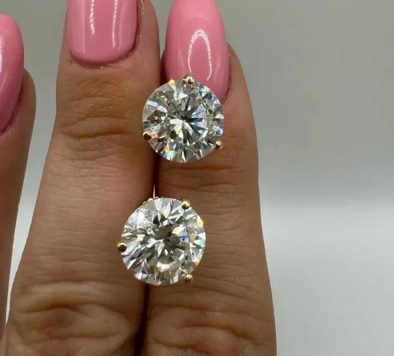 Screw Back Solitaire Earrings 2.50Ct Lab Grown Diamond 14k Yellow Gold Plated