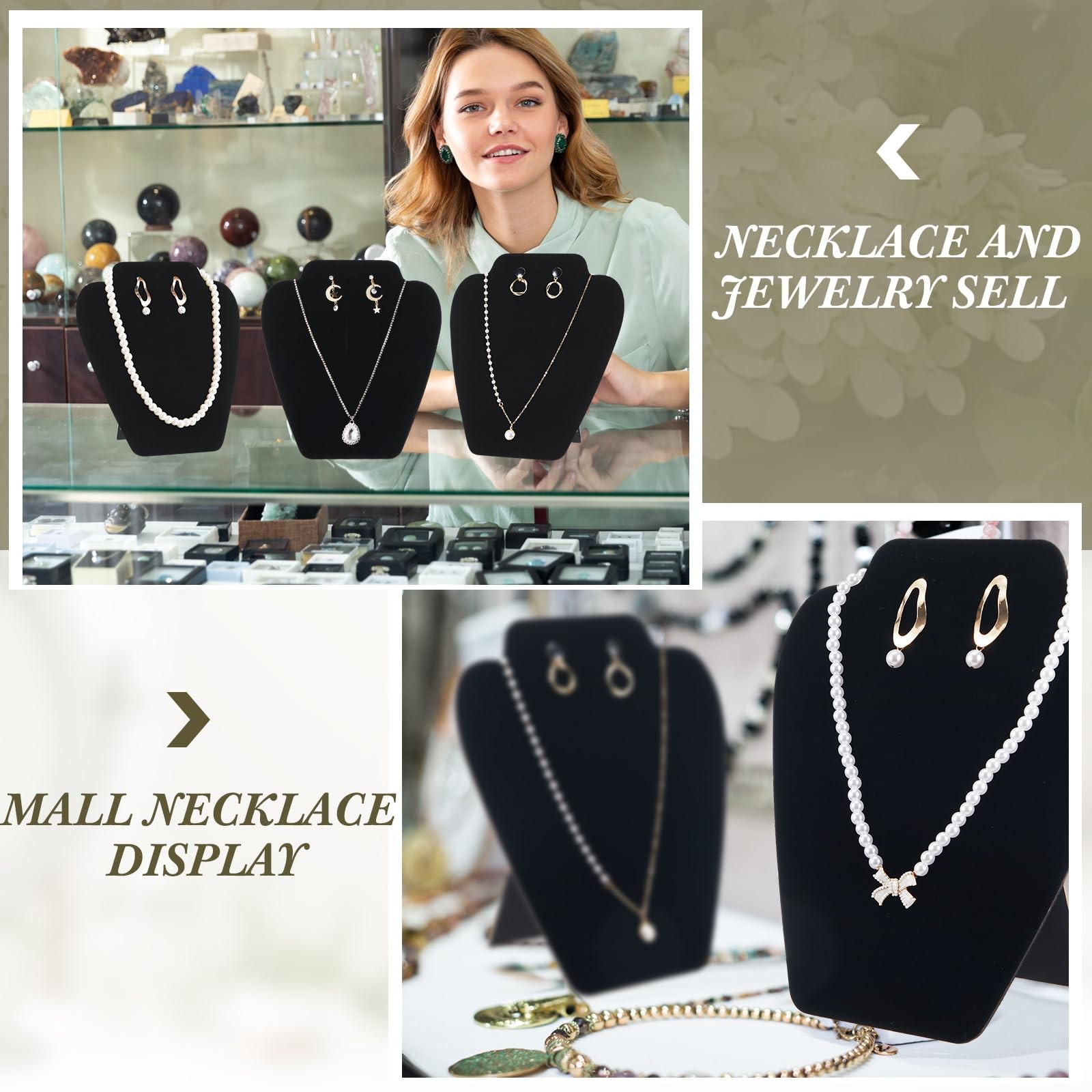24pcs Foldable Necklace Display Stand Bulk 7.38 x 8.25inch Jewelry Bust Displ…