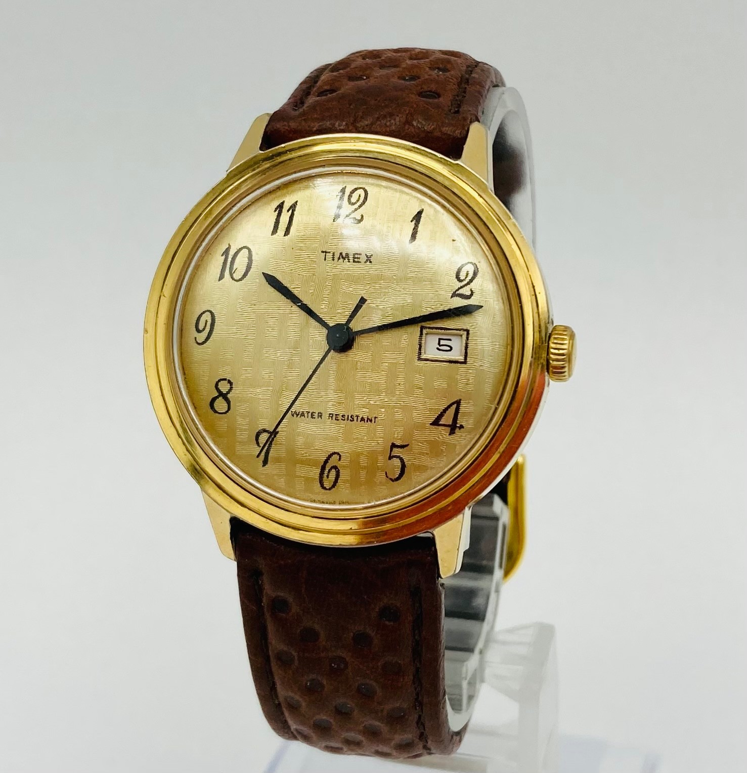 VTG Timex Marlin Men’s Watch Manual Mechanical 1975 Runs Gold-tone dial and Case