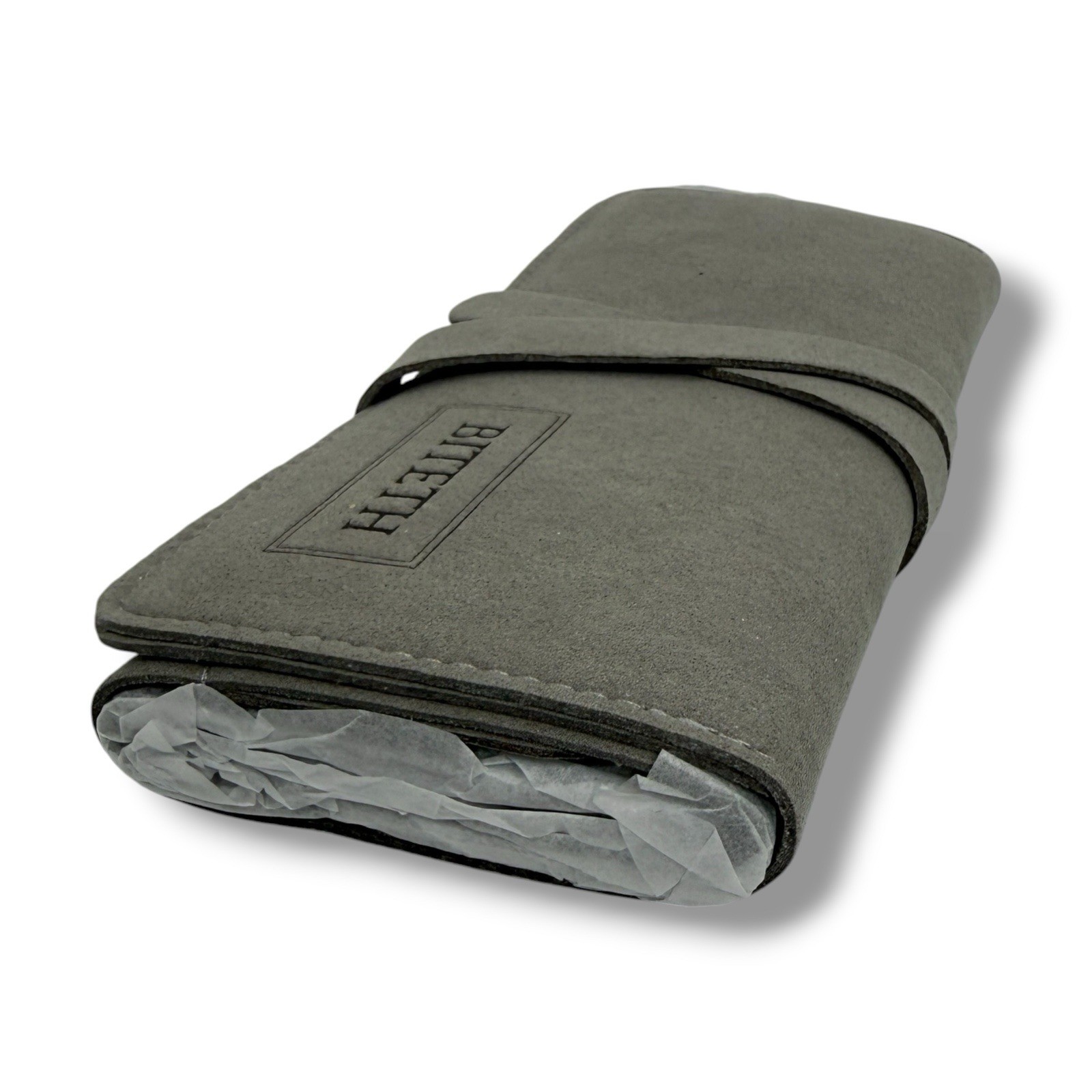 Leather Travel Jewelry Roll Organizer Rings Necklace Watch Case, Gray, BITETH