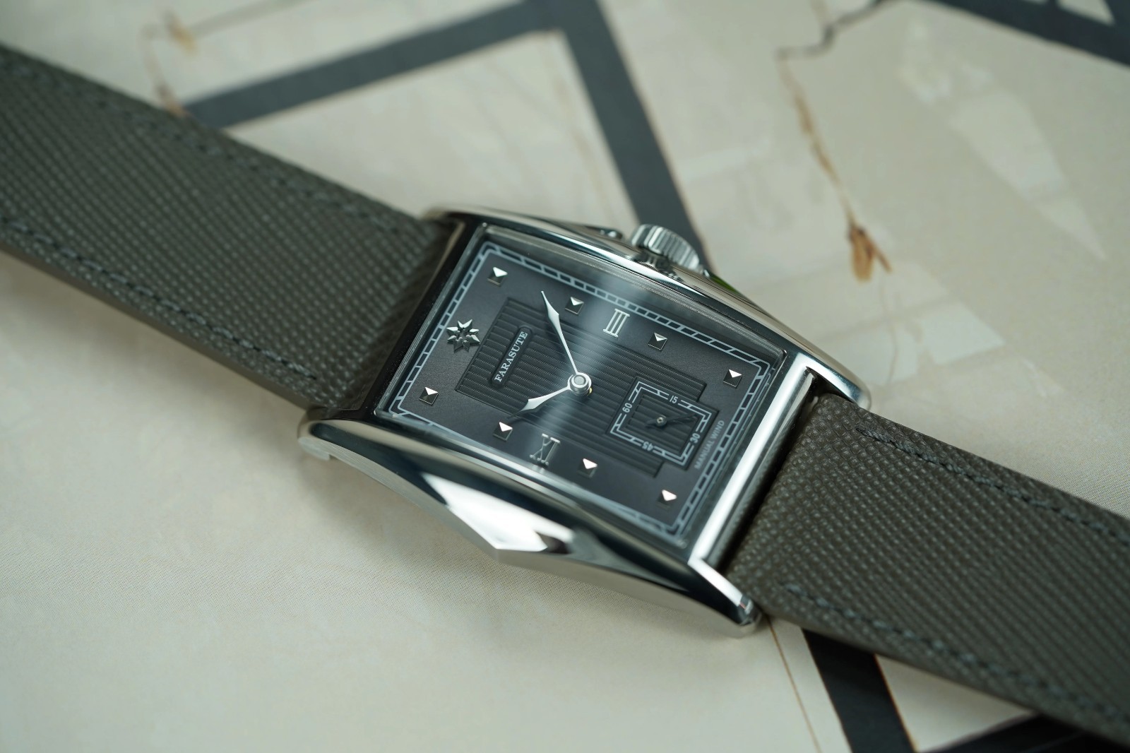 FARASUTE Men Mechanical Watch Rectangl Manual Winding Wristwatch Sapphire ST17