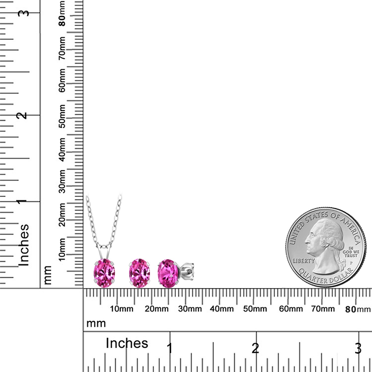 3.00 Cttw Pink Topaz Earrings Pendant Set for Women | 925 Sterling Silver |