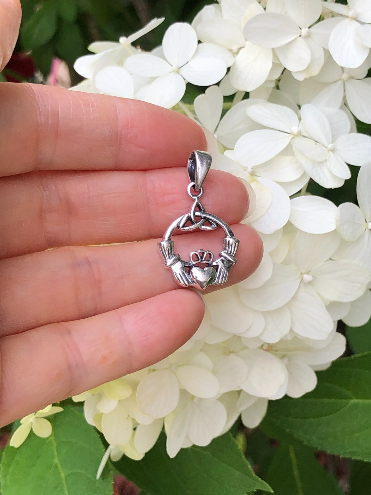 925 Sterling Silver Celtic Claddagh Pendant Men Women 19mm(0.75″)/28mm(1.1″)