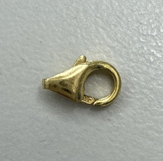 14k Yellow Gold Pear Shape Lobster Fish Lock 6.9 mm Clasp Made In Italy