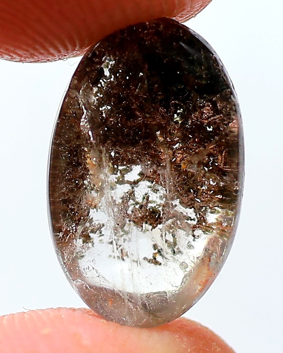08 CT 6X10X16 mm NATURAL GARDEN QUARTZ LODONITE OVAL CABOCHON GEMSTONE HJ-37