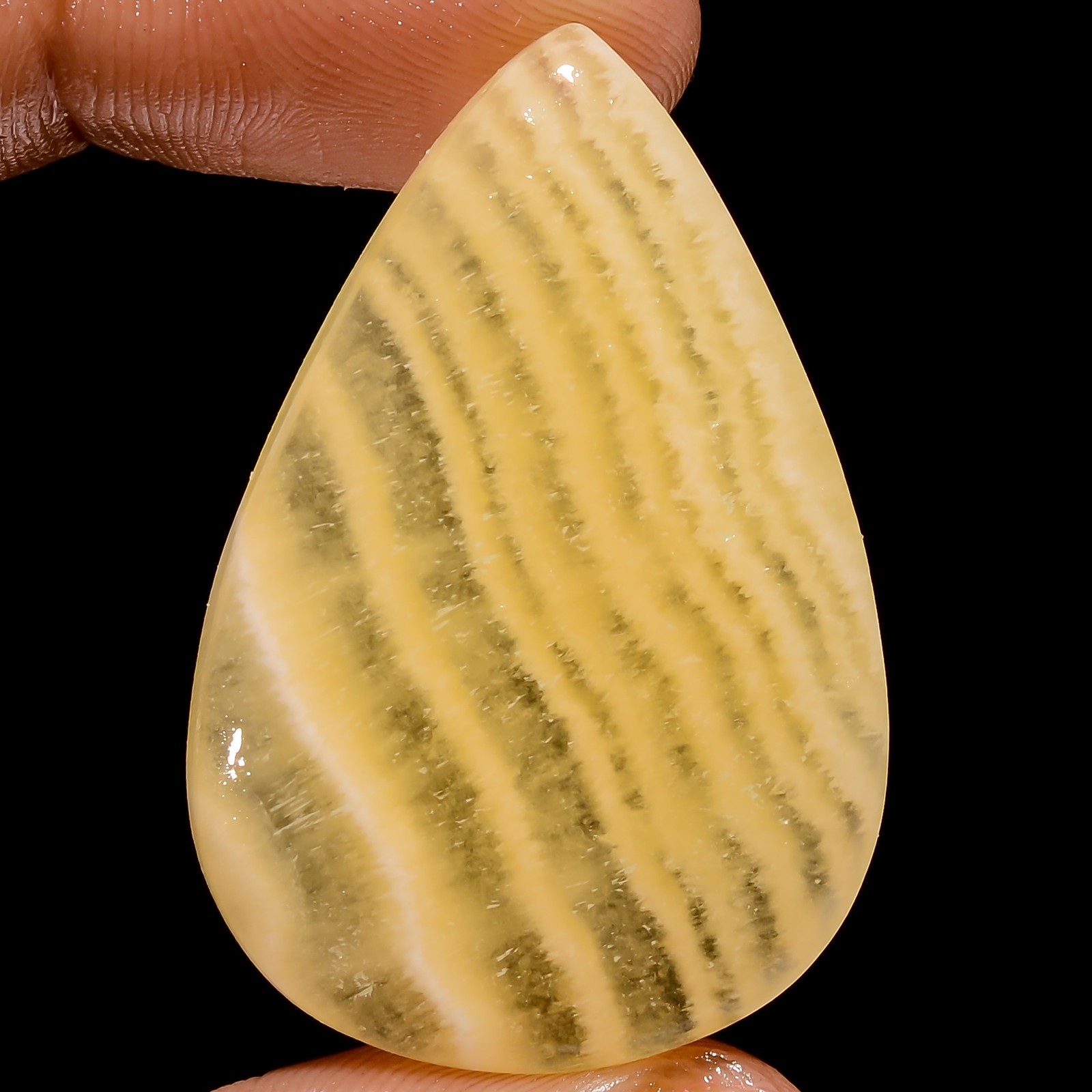 Natural Yellow Lace Agate Pear Cabochon Loose Gemstone 46 Ct. 39X26X5 mm X-19483