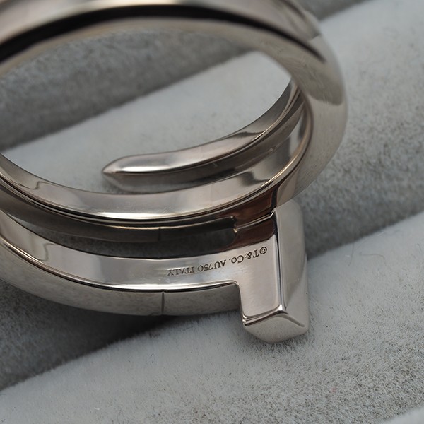 Auth Tiffany&Co. Ring Diamond Tiffany T Square Wrap US6-6.25 18K WG