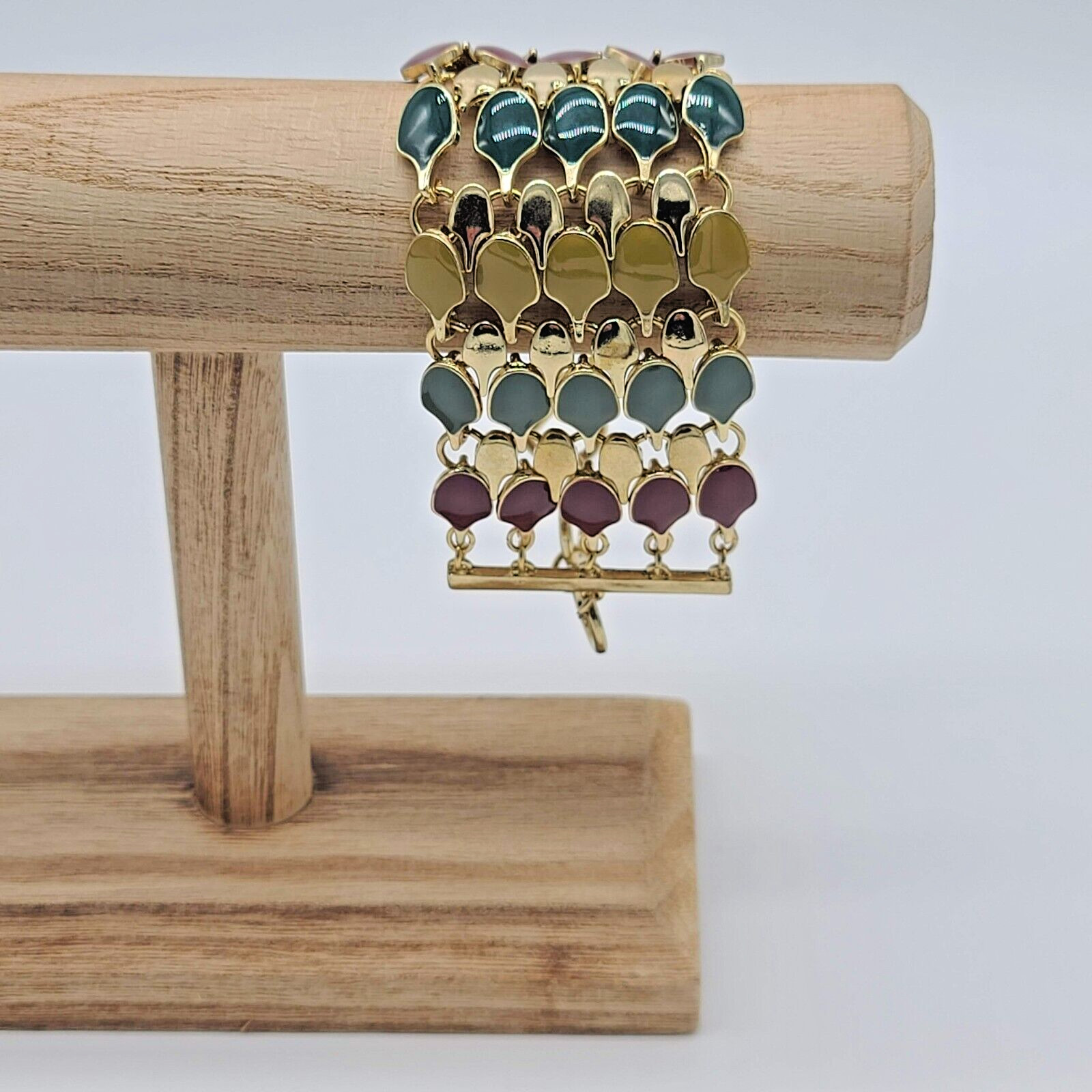 7 Charming Sisters “Status Update” Multicolor Enamel & Gold Toggle Bracelet