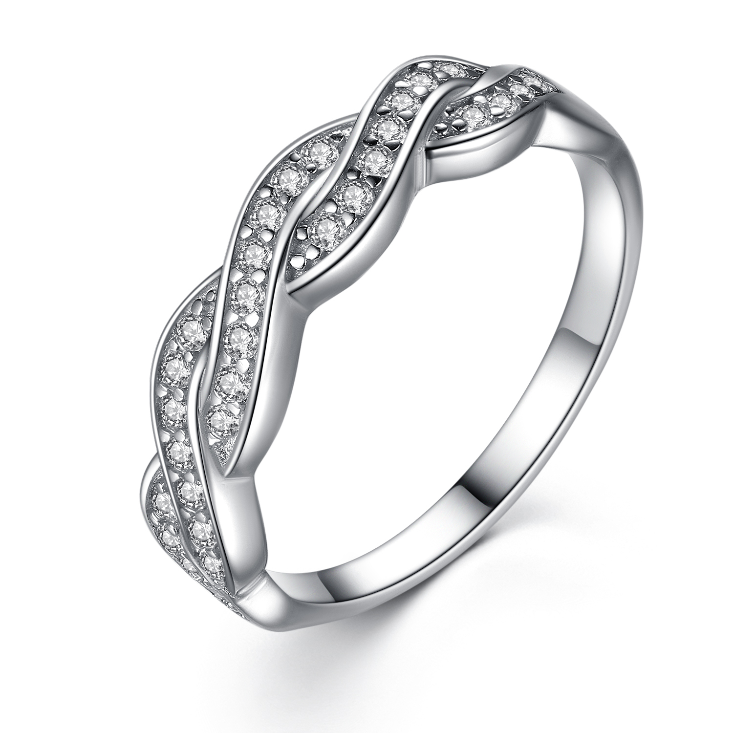 Women’s Sterling Silver Cubic Zirconia Infinity Anniversary Wedding Ring Band