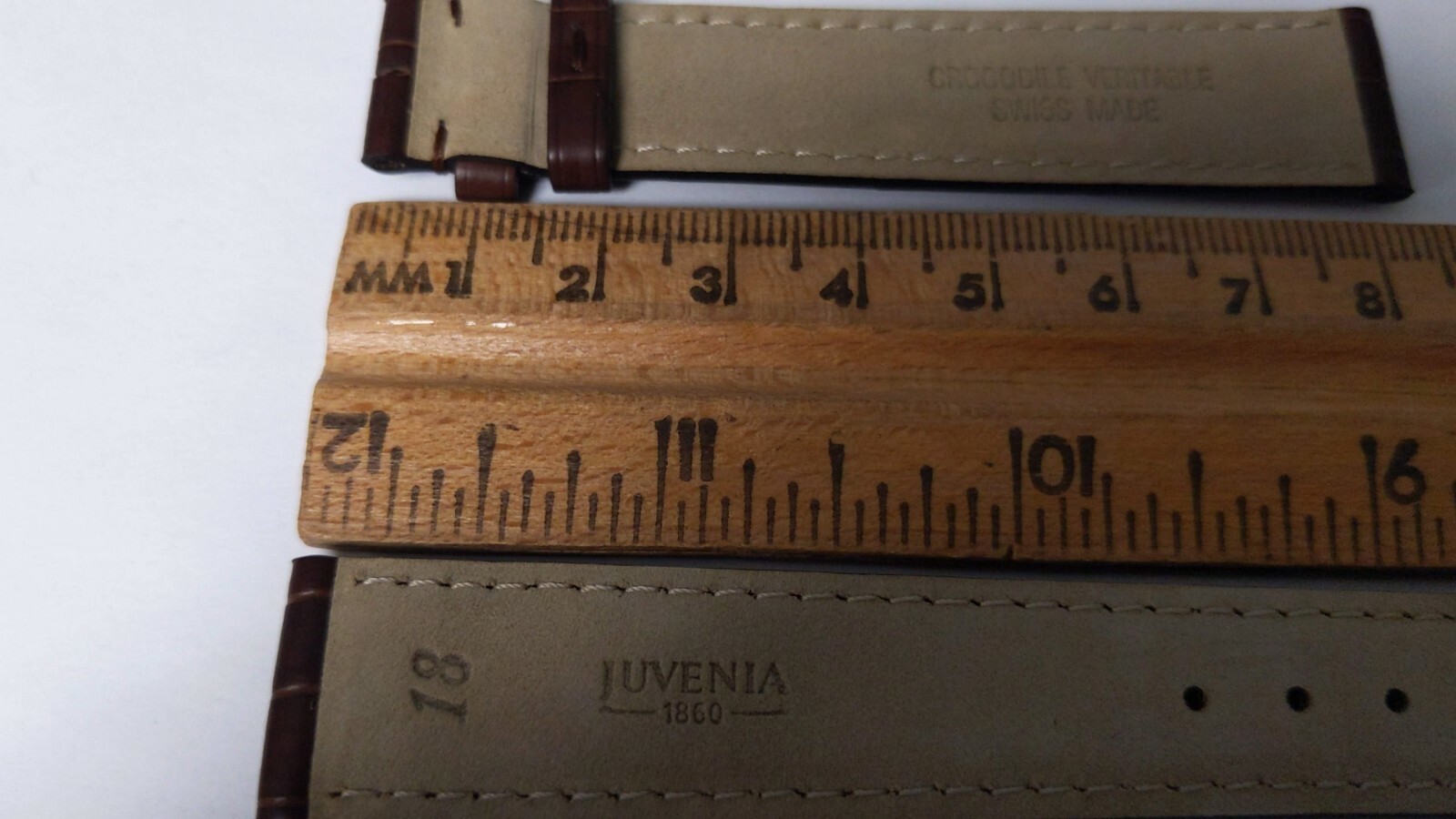 Juvenia band crocodile original/authentic brown 18mm at the watch, 16mm at the c