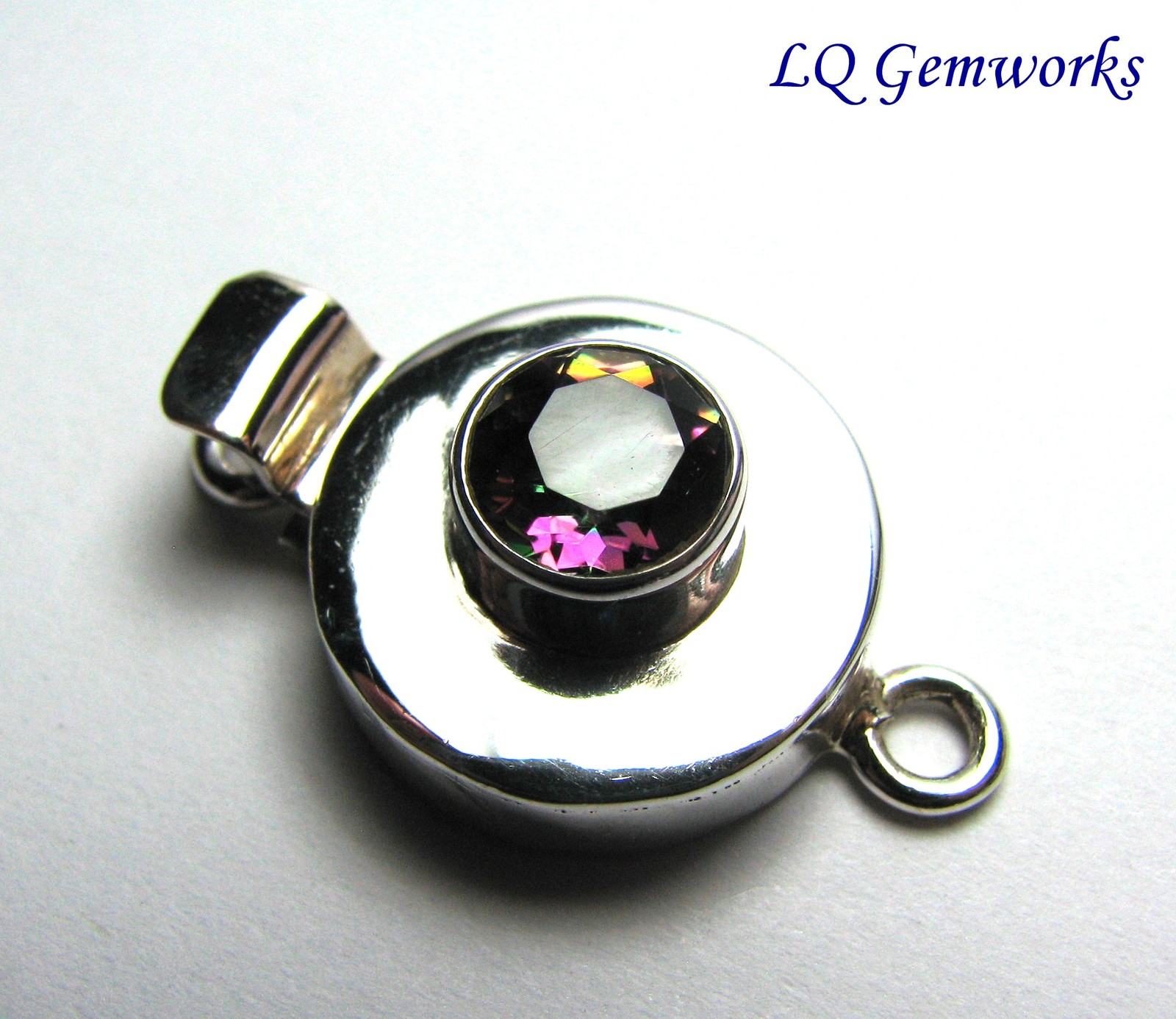 Mystical RAINBOW TOPAZ .925 Sterling Silver 29mm Box Clasp /T6