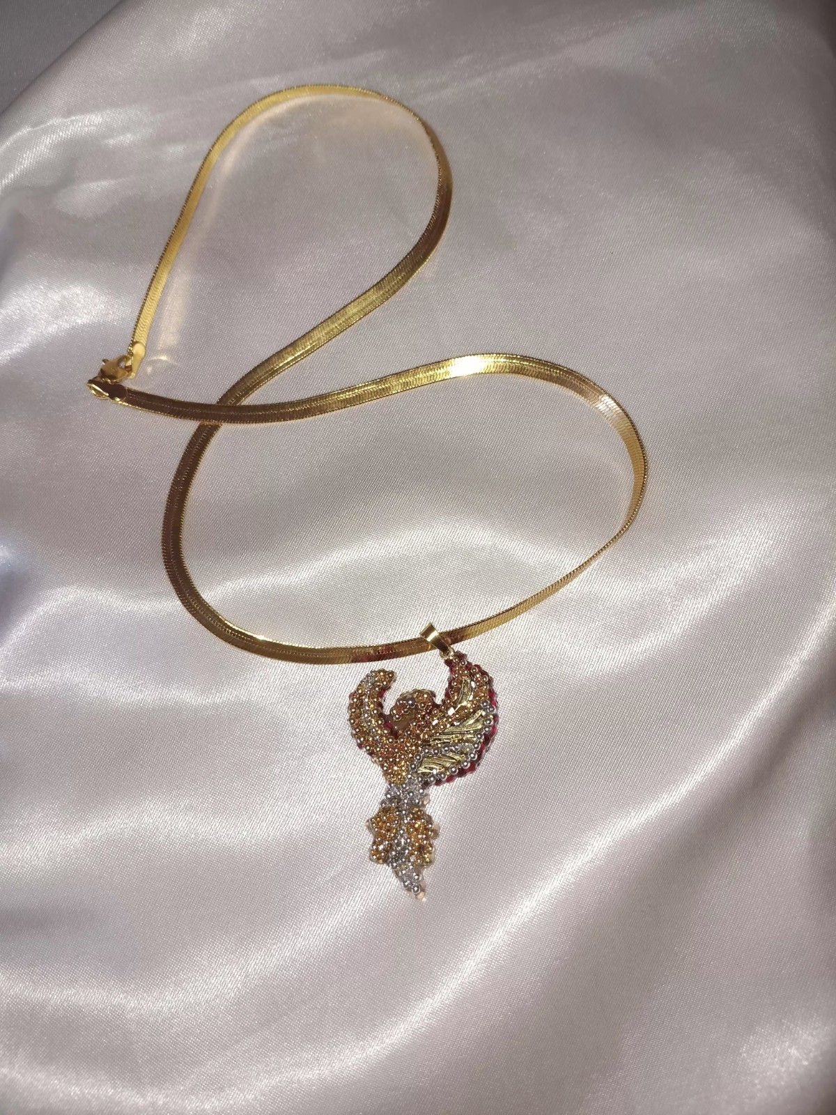 Phoenix Necklace Reversible Pendant Jewelry Crystal Phoenix Gift