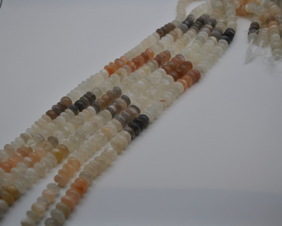 Moonstone Multicolor Strand with Smooth Cut Stones (No Clasp)