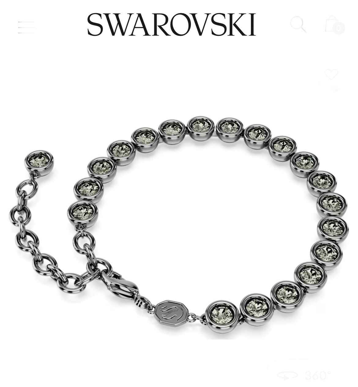 New 100% SWAROVSKI Imber Tennis Bracelet Round cut, Black, Ruthenium 5682666
