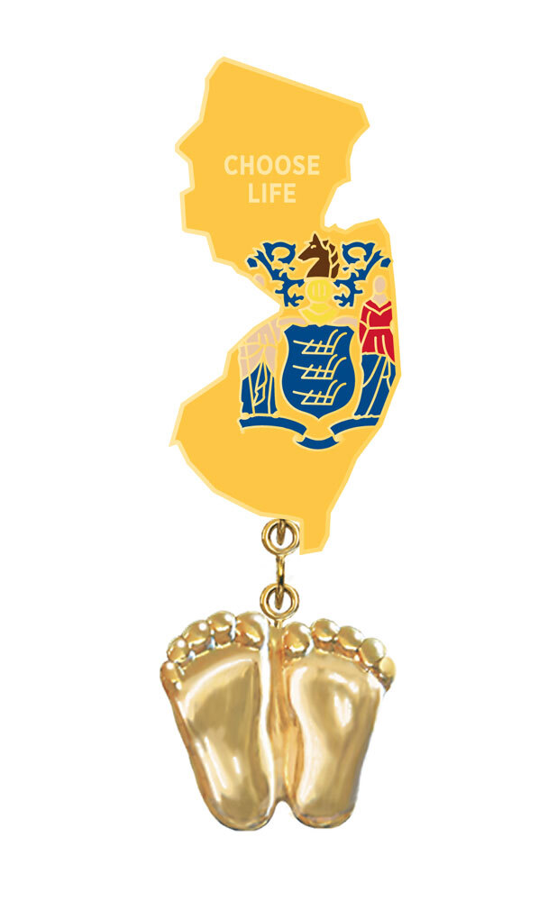 Precious Feet, 14K Gold Plated, New Jersey Flag Jewelry, Lapel Pin