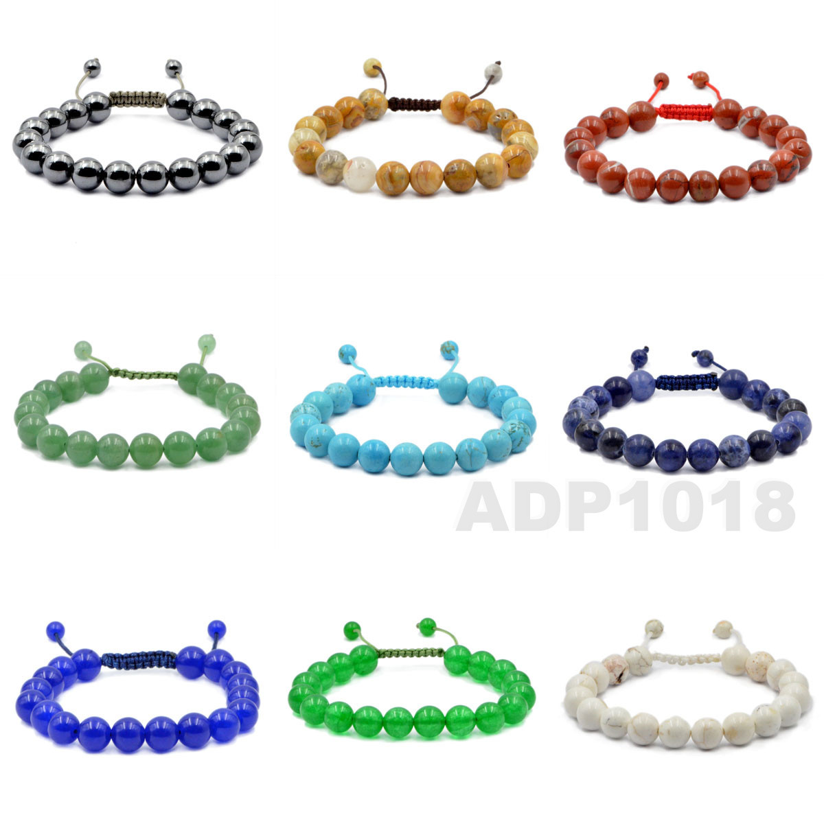 10mm Natural Gemstone Bracelets Healing Power Crystal Macrame Adjustable 7″-9 “