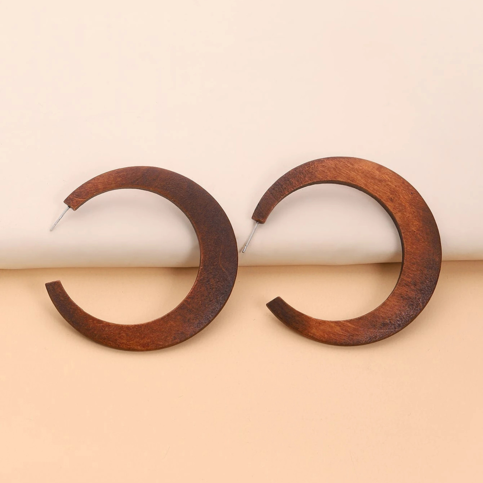 1 Pair Wooden Bead Hollow Round Earrings Drop/Dangle Ear Stud For Women