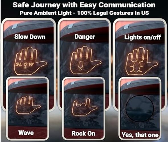 WaveOn Ultra LED Display Fun Finger Car Light with Remote | 6 Gestures