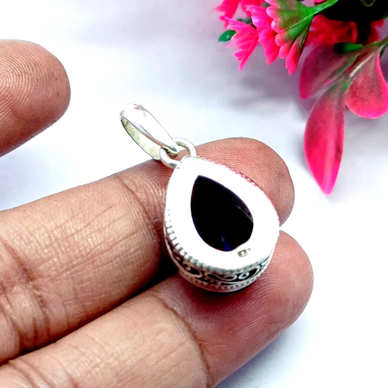 Natural Fire Labradorite Gemstone Handmade Pendant. 925 Sterling Silver pendant.