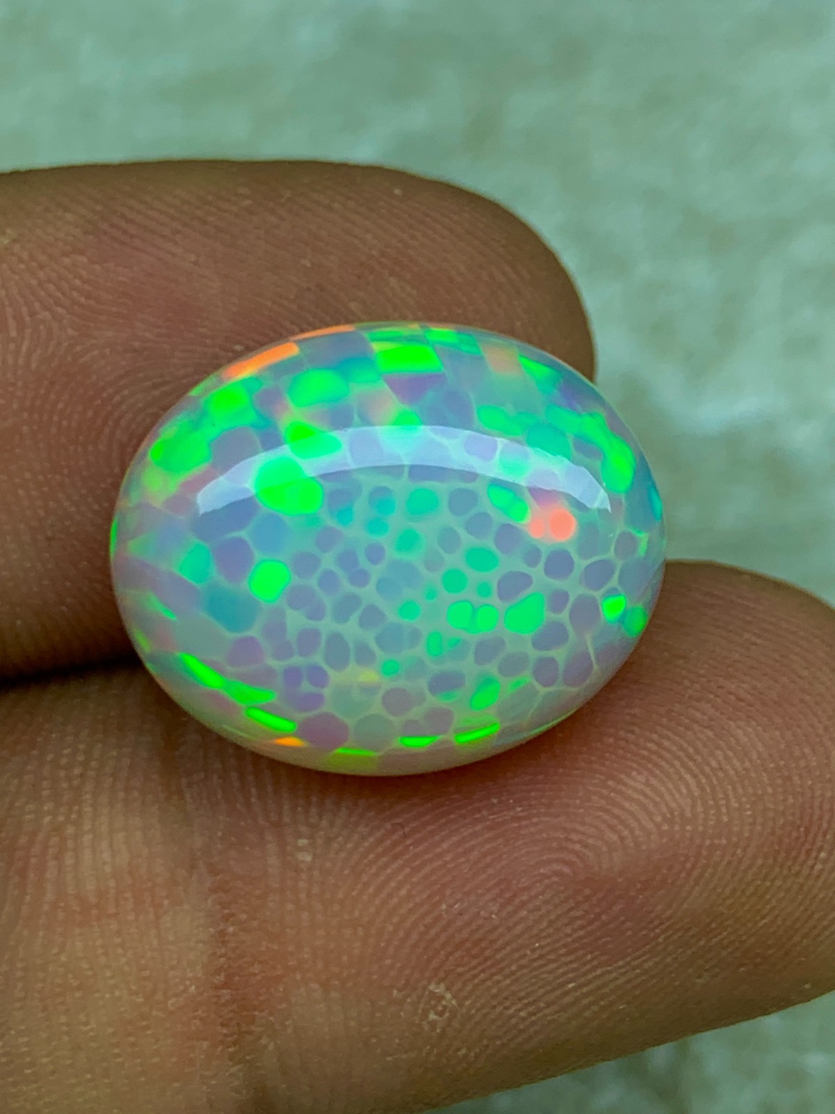 Perfect Honeycomb 12.90crt Natural Ethiopian Welo Opal Oval Cabochon Loose Gem