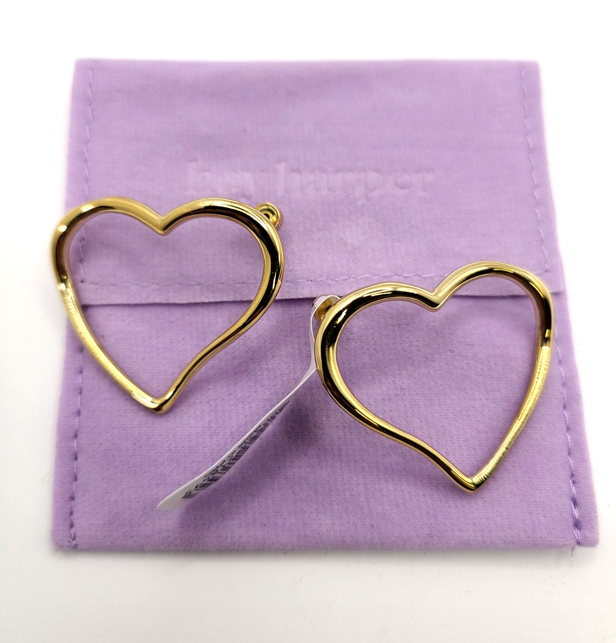Hey Harper Flirt Earrings 14k Gold PVD Heart Hoop Earrings