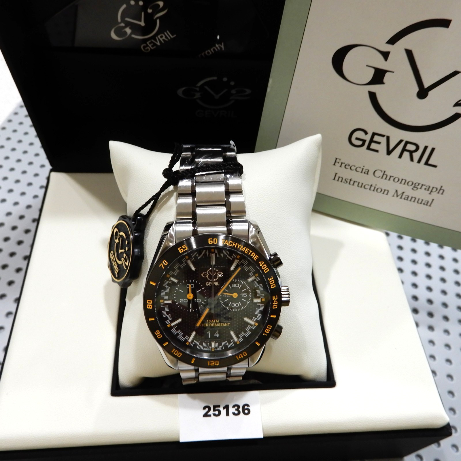 New In Box! WILL NOT LAST! GV2 Men’s FRECCIA CHRONOGRAPH-Swiss Quartz-Black Dial