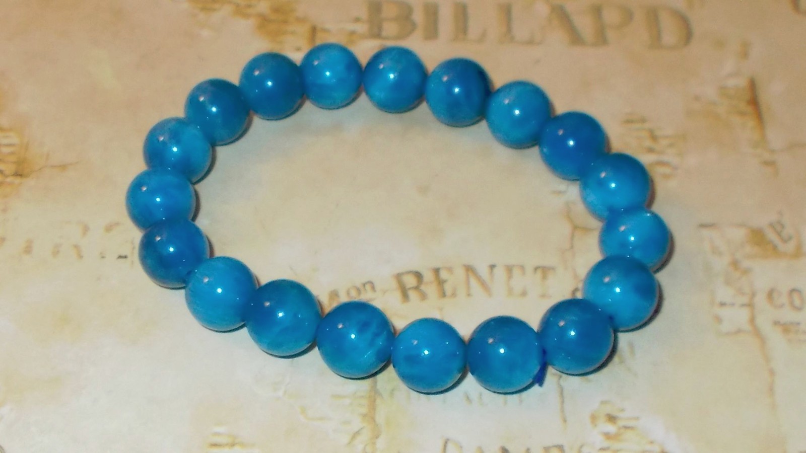 New Blue Apatite Gemstone Bracelet Stretchy Handmade Manifestation crystal 10mm