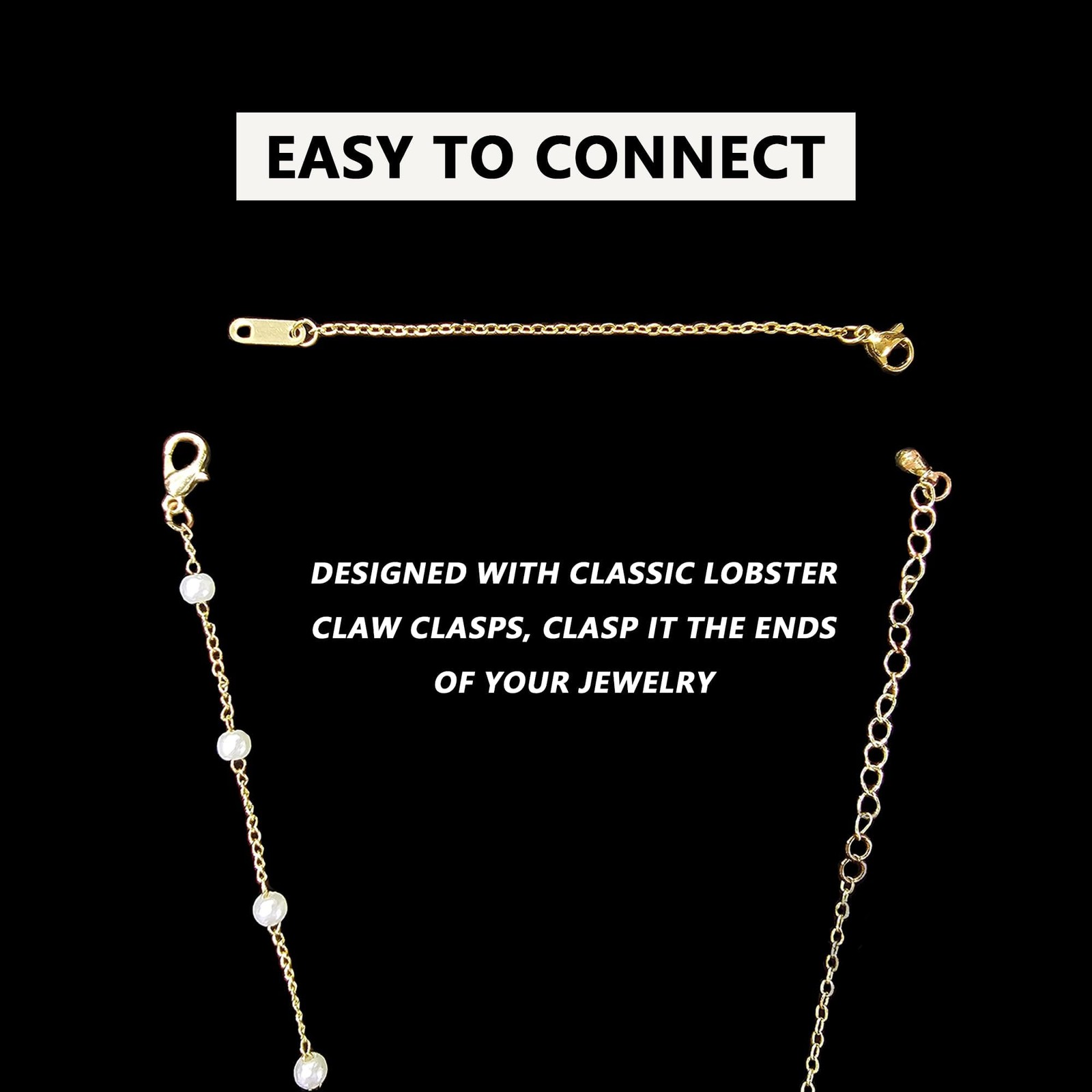 Necklace Extenders, 3 Pc Gold Plated Chain Extenders, 2″, 4″, 6″