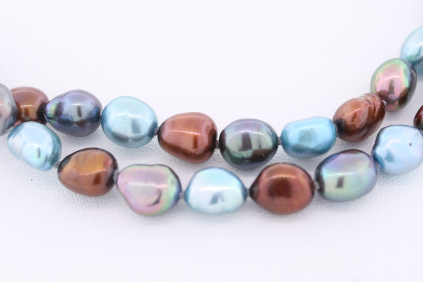 HONORA 36inch Genuine Freshwater 7-8mm Blue & Copper Dyed Baroque Pearl Necklace