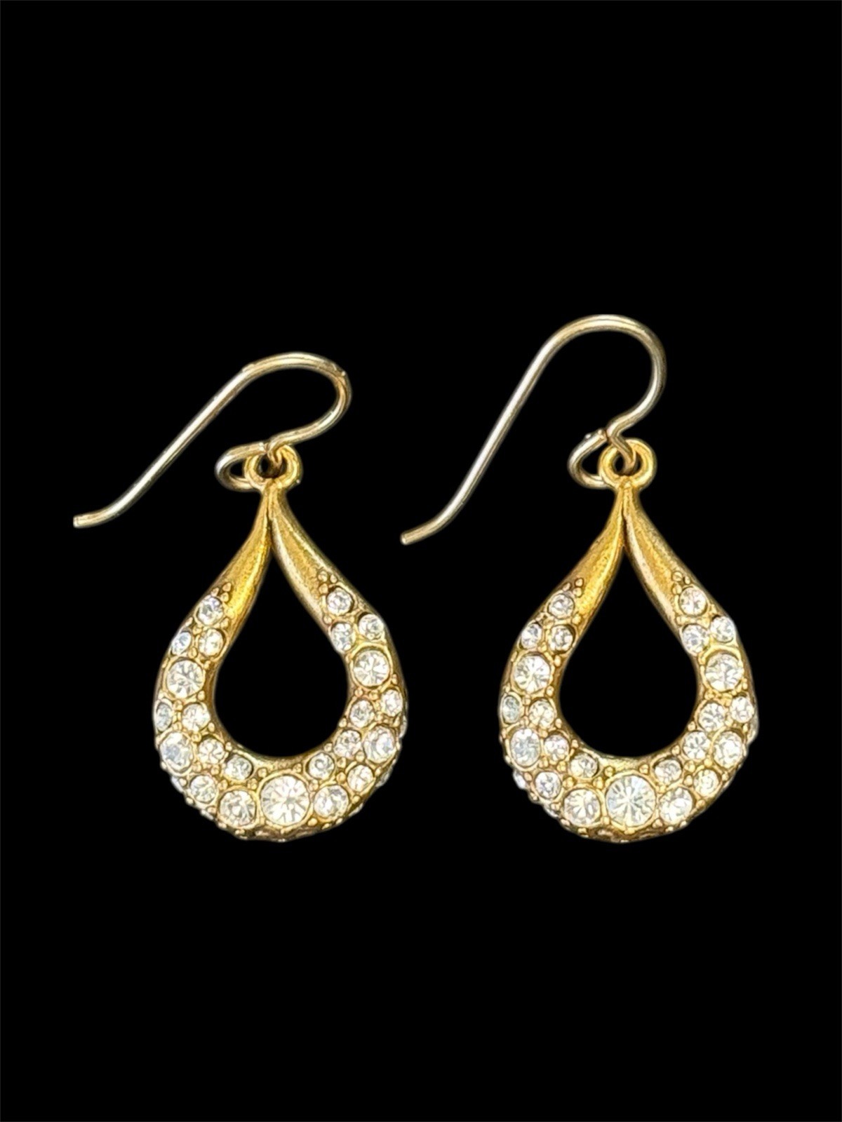 NEW Patricia Locke Gold / Clear Crystal FRIZZANT EARRINGS USA HANDMADE NWT 2011