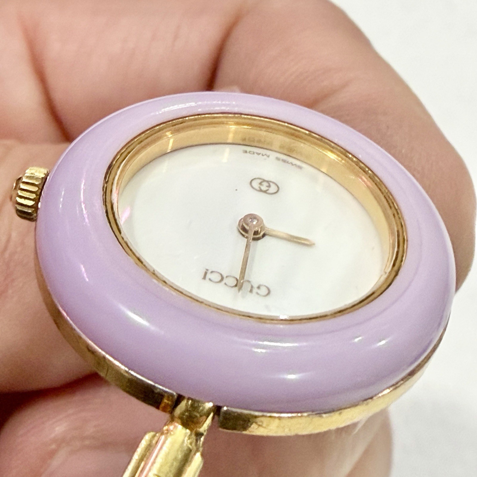 Gucci Change Bezel 1100 Gold 26mm Purple Bezel Quartz Women’s Watch RUNS!
