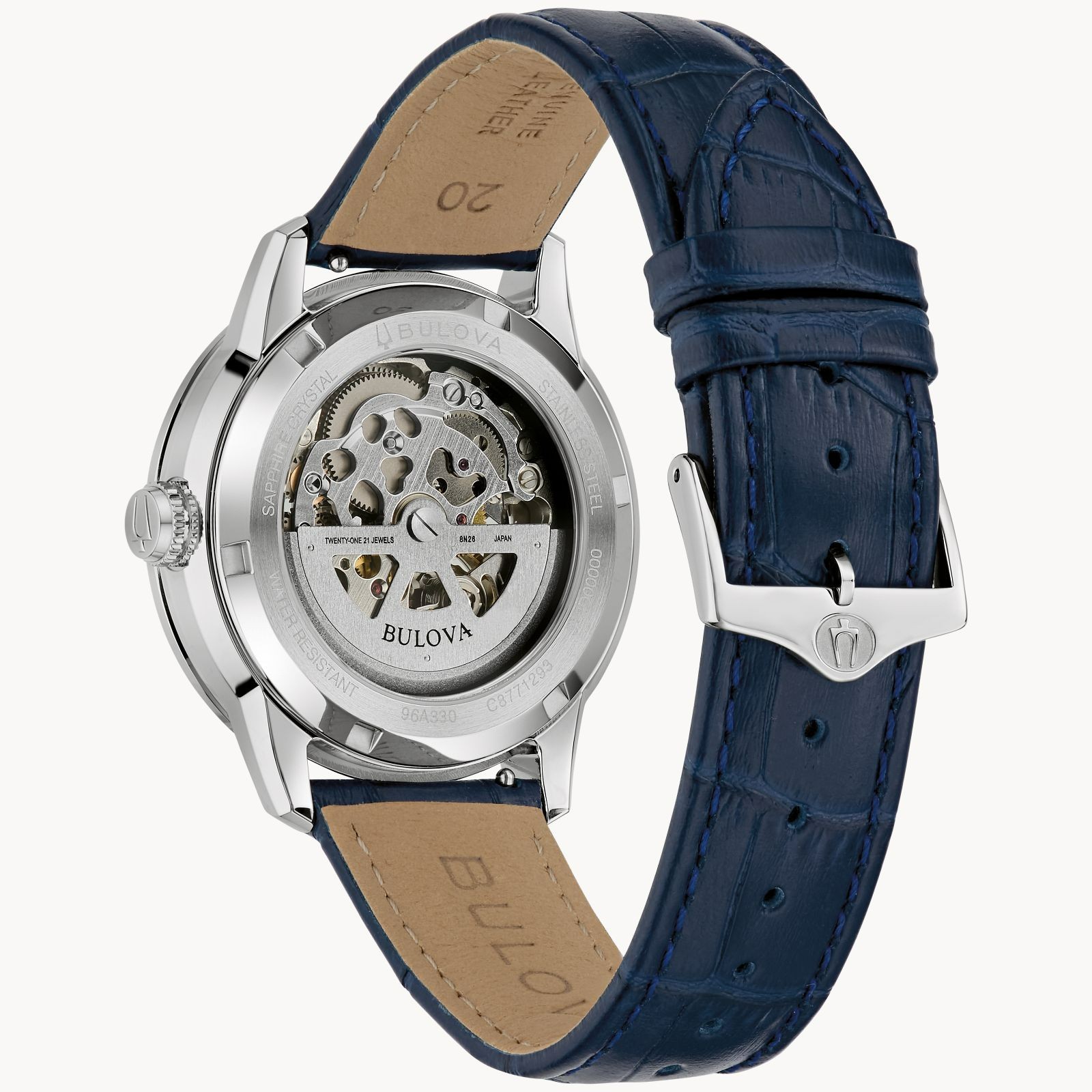 *BRAND NEW* Bulova Sutton Auto Silver-tone Dial Leather Band Men’s Watch 96A330