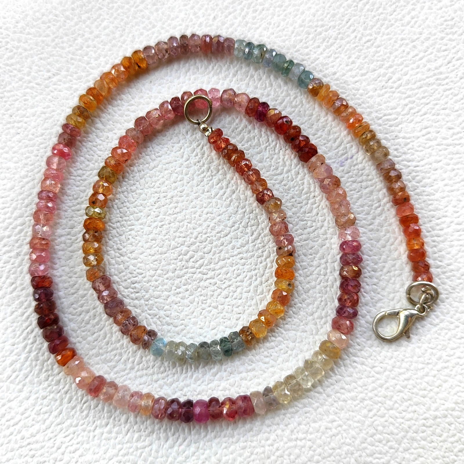 Multi Color Spinel 4-5mm Faceted Rondelle Gemstone Necklace 18″ Sri Lanka
