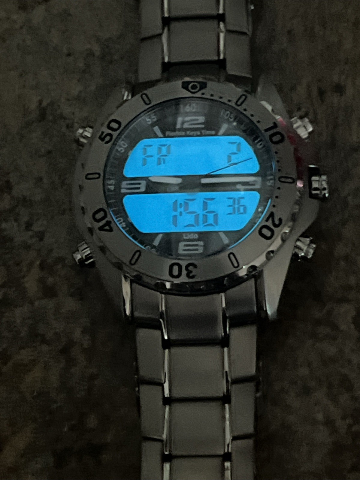 Men’s RARE LIDO Florida Keys Time Watch Digital/Analog Titanium Case & Bracelet