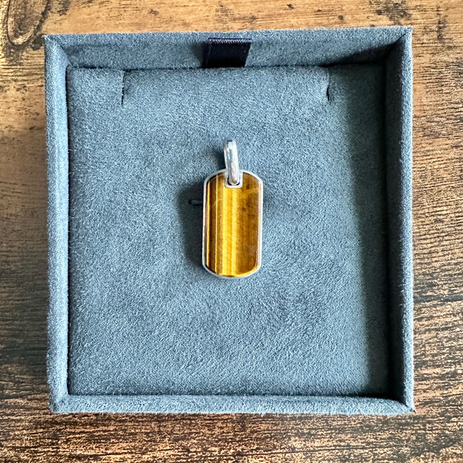 David Yurman Chevron Dog Tag Pendant w/ Tiger’s Eye – 27mm – FREE SHIPPING